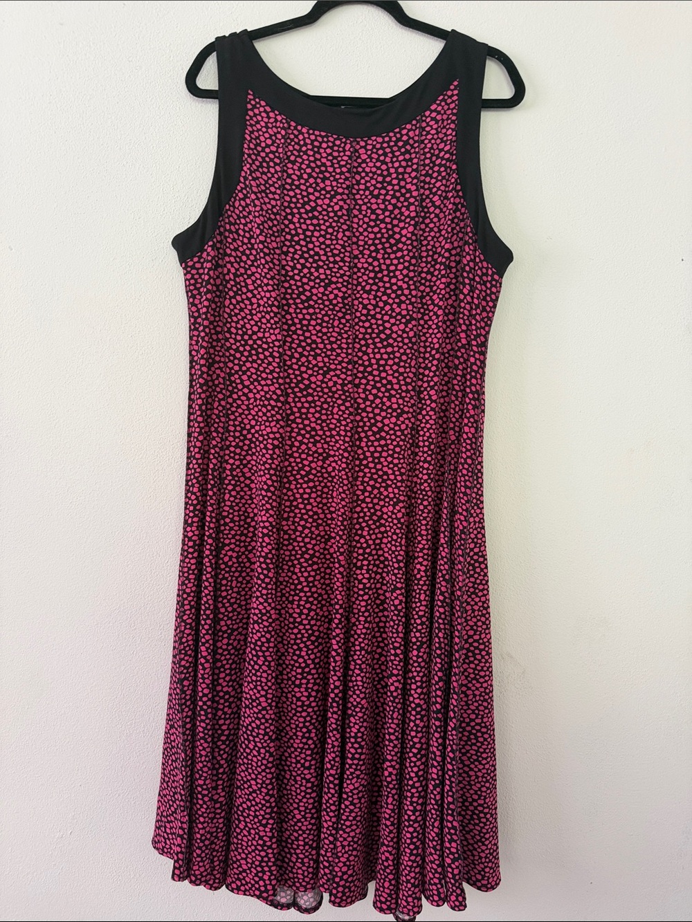 Unlisted Pink Patterned Midi Dress with Black Trim